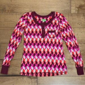 Vera Bradley Henley Pajama Top Size S Chevron Boho Cotton Blend.